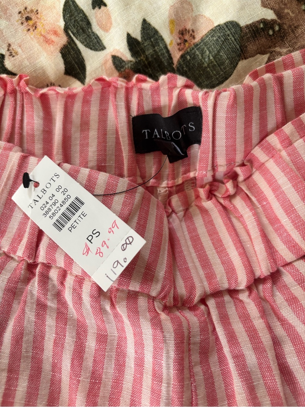 Talbots Pink and White Striped Petite Pants